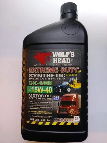 Vista 3 de Wolf's Head Aceite de motor de 6 cuartos de galón mezcla sintética 15W-40 HD gasolina diesel motor aceite