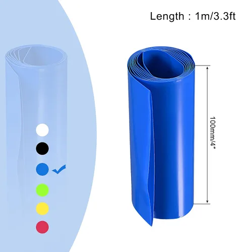 Vista 2 de MECCANIXITY Tubo Termorretráctil de PVC para Envolver Baterías 63mm de Diámetro 100mm Plano 1m Azul Buena Aislación para Paquete de Batería