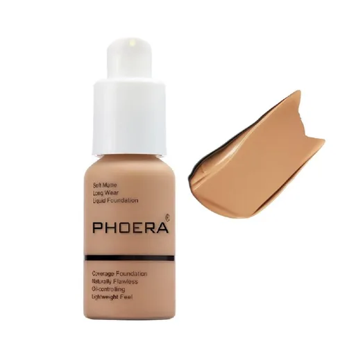 Vista 24 de Phoera - Base de maquillaje líquida mate suave sin imperfecciones, corrector de larga duración, resistente al agua, de cobertura total