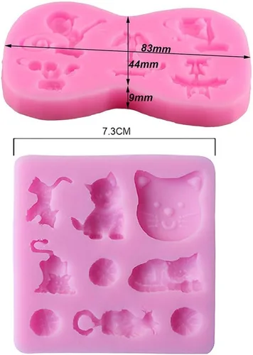 Vista 3 de Molde de silicona con forma de gato pequeño, molde de pasta de goma para gatito, chocolate, caramelo, magdalena, herramientas de decoración