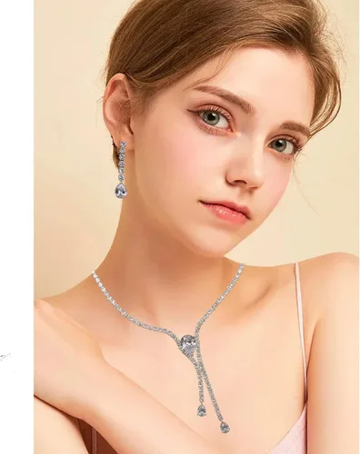 Vista 3 de Collar con colgante de circonita cúbica para niñas y mujeres, collar de letras delicadas para mujeres y niñas, conjunto de joyas para mujeres