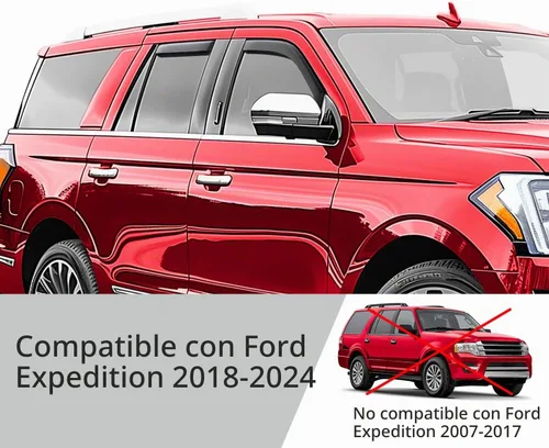 Vista 5 de Voron Glass in-Channel Extra Durable Rain Guards for Ford Expedition 2018-2024, Window Deflectors, Vent Window Visors, 4 Pieces - 220248 Para