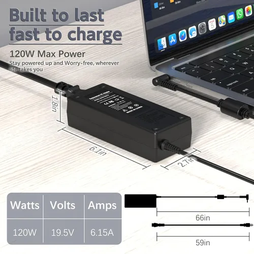 Vista 3 de ROLADA Cargador para portátil de 120 W compatible con USB-C Dock G5 5TW10AA, 5TW10UT, 5TW10AA #ABB, 5TW10UT #ABA; USB-C/A Universal Dock G2 5TW13AA