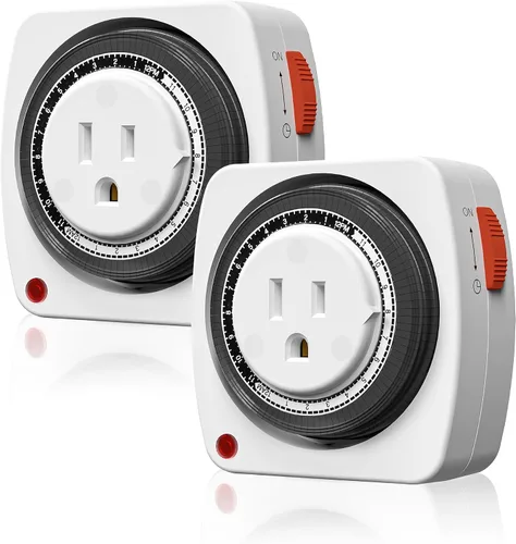 Vista 10 de BN-LINK Temporizadores de interior con enchufe mecánico de 2 puntas, mini temporizadores de lámpara de 24 horas, paquete de 2