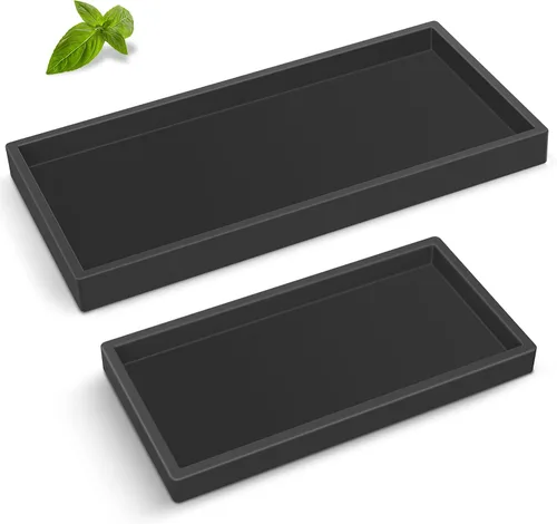 Vista 21 de Bandeja de baño de silicona, bandeja de baño pequeña negra a prueba de roturas, bandejas de tocador duraderas de silicona de alta calidad para Negro