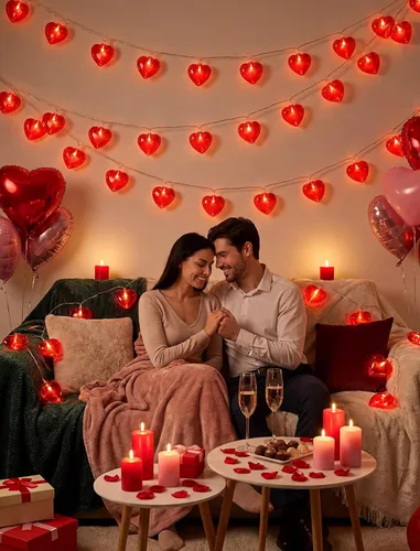 Vista 5 de Cadena de luces de corazón de San Valentín de 8.5 pies con 10 luces de hadas de corazón, decoraciones del día de San Valentín, luces de cadena