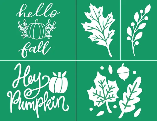 Vista 9 de DGAGA 17 plantillas de pantalla de seda autoadhesivas de otoño con pasta de tiza, pasta de tiza para plantillas, transferencia de malla de calabaza