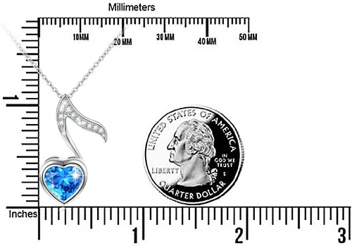 Vista 6 de (Dije para collar de nota musical) De plata de ley 925 para mujeres y niñas, 18.0in