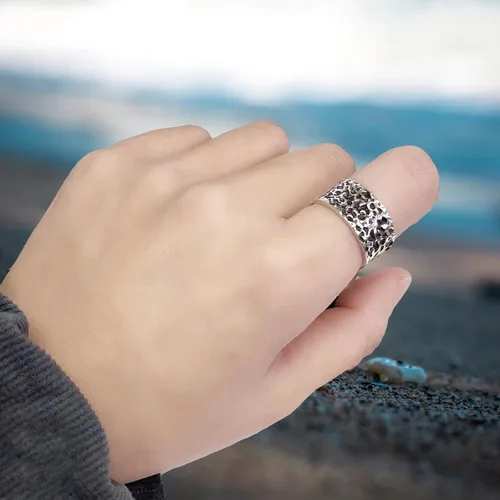 Vista 187 de Anillo de plata de ley 925, minimalista, ajustable, hecho a mano, para mujeres y niñas