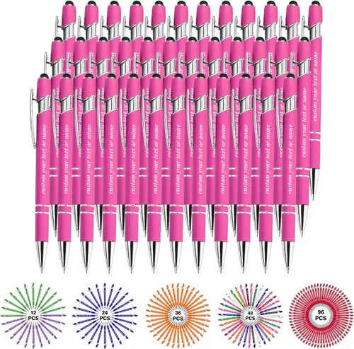 Vista 21 de Bolígrafos personalizados con nombre a granel, juego de bolígrafos personalizados, lápiz capacitivo grabado, logotipo, texto, regalo para negocios