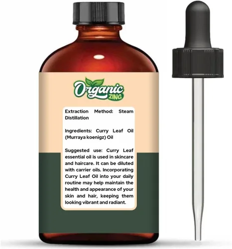 Vista 2 de Organic Zing Aceite de hoja de curry de grado cosmético (4.0 fl oz / 3.99 fl oz) con cuentagotas – Aceite botánico para el cuidado de la piel