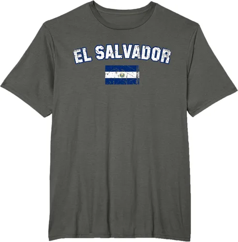 Vista 6 de EL SALVADOR Bandera Vintage Hombres Mujeres Niños Camiseta EL SALVADOR
