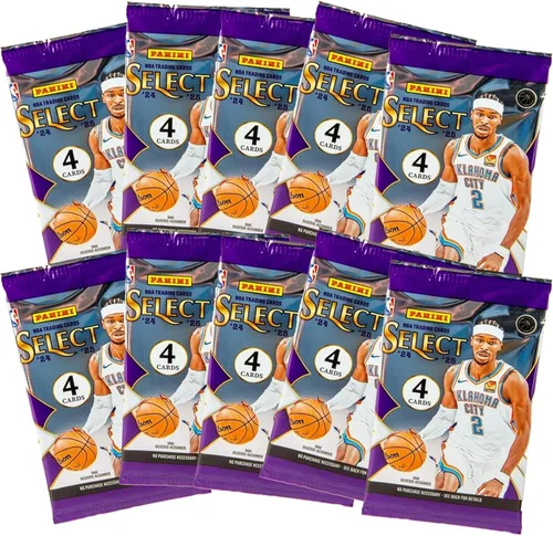 Vista 3 de Mega Box de baloncesto Panini Select NBA 2024-25 - Tarjetas oficiales de intercambio - Premios azules y rojos exclusivos de minoristas, tarjetas e