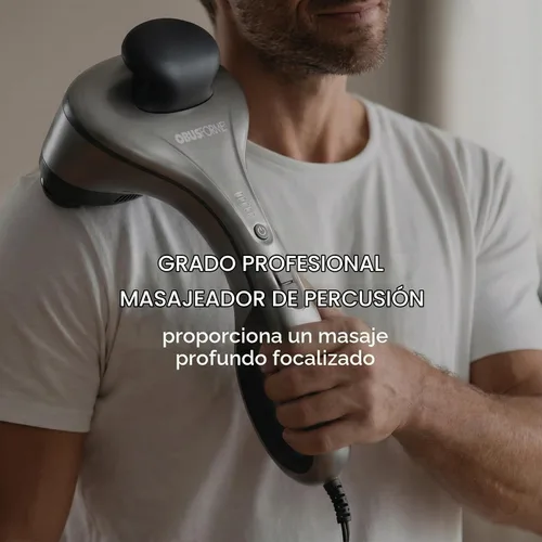 Vista 2 de Obusforme Masajeador de espalda de percusión de grado profesional Masajeador de tejido profundo de mano Nodos de masaje dual de 3000 RPM Cinco