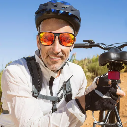 Vista 6 de Tskestvy 3 pares de lentes de sol polarizados para hombre con protección UV para correr pescar ciclismo conducir