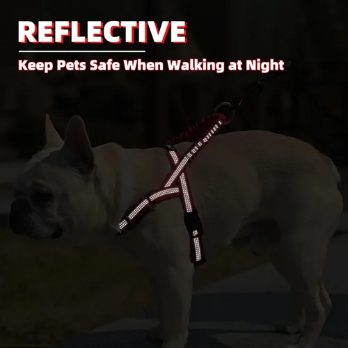 Vista 6 de PUPTECK Arnés sin tirones para perro de tamaño mediano, ajustable con chaleco reflectante para mascotas con asa de bungee, a prueba de escapes y sin