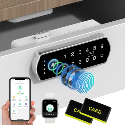 Vista 11 de Eseesmart Cerradura inteligente para gabinete, cerradura magnética electrónica digital RFID sin llave Bluetooth seguridad para niños, cerraduras