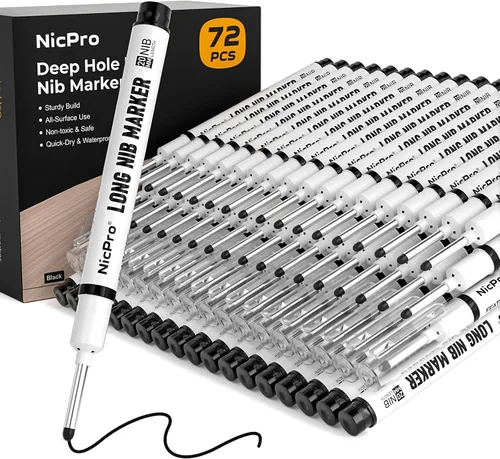 Vista 10 de Nicpro - 6 rotuladores de punta larga con punta fina de cabeza larga de 0.787 in (colorido) Quick Dry & Waterproof Construction Markers, Long Head