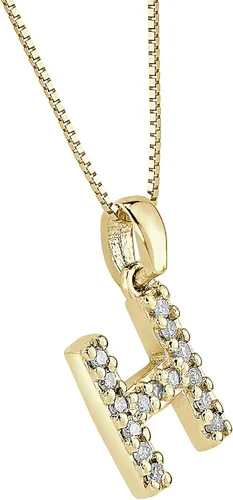 Vista 300 de Collar colgante con letra inicial de diamantes en oro amarillo de 14k (1/10 quilates) 18 pulgadas