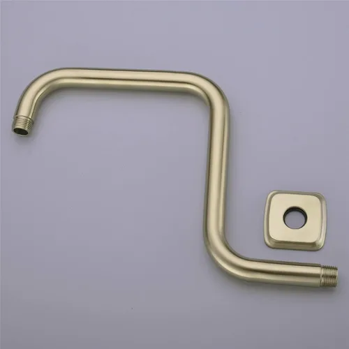 Vista 3 de TRUSTMI Brazo de ducha en forma de S de 13 pulgadas con brida, tubo de acero inoxidable extralarga soporte de cabezal de ducha de repuesto, oro Oro