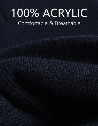Vista 2 de Gorro de invierno de punto acrílico para hombres y mujeres suave cálido unisex con puños