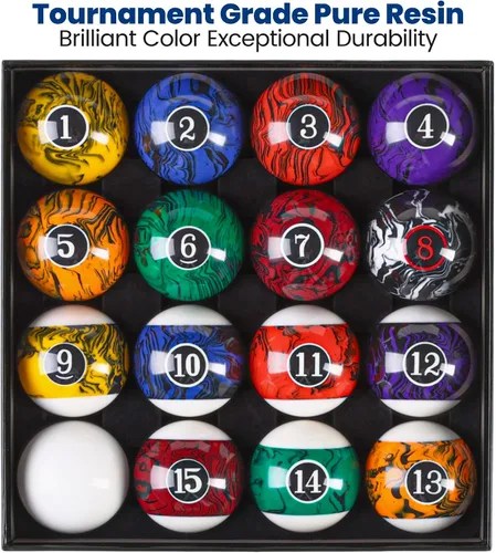 Vista 3 de Billiard Balls Pool Table 16 Ball Complete Set with Cue Ball negro (black swirl)