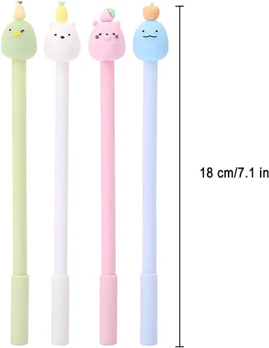 Vista 6 de KRIZJUES 12 unidades de bolígrafos de tinta de gel Kawaii bonitos, adecuados para escribir, regalos para niños y maestros, recarga negra de 0.5mm