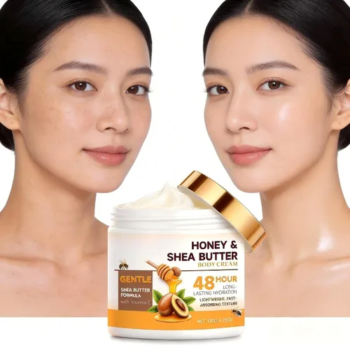 Vista 4 de LANGSTON Crema corporal Honey & Shea Butter con vitamina E, hidratación duradera de 48 horas, fórmula ligera de absorción rápida, 4.23 onzas