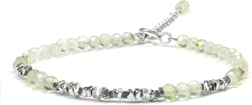Vista 11 de Pulsera de cuentas de cristal natural de plata 925 hecha a mano. Joyería energética de piedras preciosas facetadas para mujeres, regalo