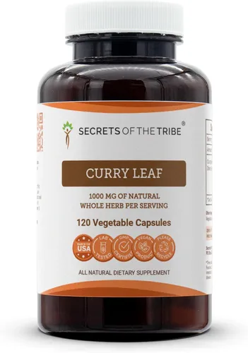 Vista 6 de Secrets of the Tribe Hoja de Curry 60 Cápsulas, 1000 mg, Hoja Seca de Curry (Murraya koenigii) 60 Cápsulas