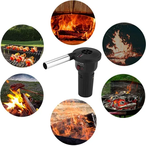 Vista 8 de AYNEFY Soplador de aire para barbacoa, ventilador de barbacoa portátil alimentado por batería, ventilador eléctrico de arranque de carbón eléctrico
