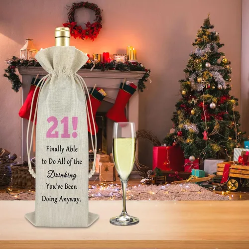 Vista 6 de Gfhzdmf Regalo de cumpleaños número 21 para niña y niño, bolsa de vino, regalo de feliz 21 años de antigüedad para amiga, nieta que cumple 21 años