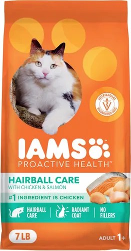 Vista 13 de Comida seca IAMS Proactive Health para gatos adultos con cuidado de bolas de pelo con pollo y salmón, bolsa de 3.5 lb