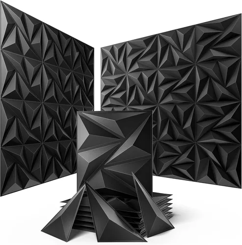 Vista 2 de Sonicism Paneles de Pared 2D Adhesivos Área de Actualización Paquete de 16, 0.7"x11.8"x11.8" Paneles de Pared Corte Creativo, Paneles de Pared
