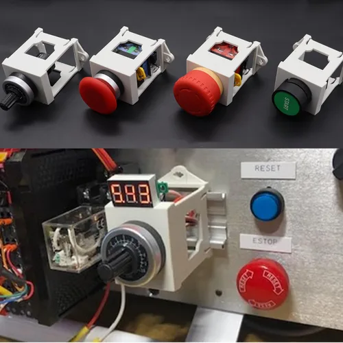 Vista 4 de Taiss 2 piezas de interruptor de botón DIN Rail soporte de montaje para pulsadores 0.866 in de diámetro, potenciómetro DIN Rail adaptador de montaje