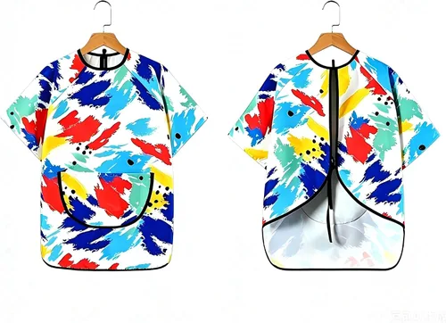 Vista 9 de Huahui Delantal de pintura infantil impermeable para niños Manga corta.
