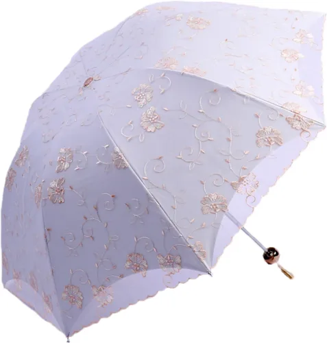 Vista 16 de Honeystore Sombrilla de viaje de encaje plegable anti-uv paraguas bordado a prueba de viento 2 Plegables Negro