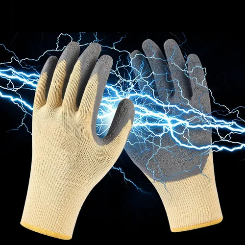 Vista 8 de Hilitand Guantes de trabajo de aislamiento ignífugos, guantes de electricista de goma de 400 V con textura antideslizante en tela de nailon