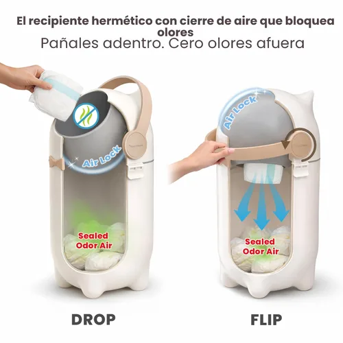 Vista 3 de iTouchless Cubo de guardería con bloqueo de olores Contenedor galardonado Boho Blanco