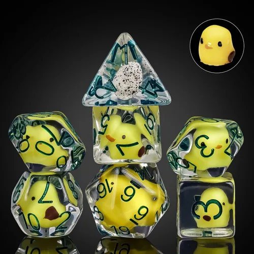 Vista 43 de Cusdie 8 dados DND, juego de dados poliédricos rellenos de animales, juego de dados de animales para juegos de rol, dados D&D