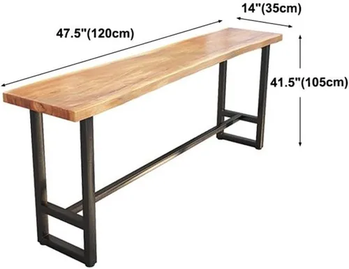 Vista 2 de LAKIQ Mesa de bar de madera maciza, moderna mesa rectangular de altura de barra con reposapiés, mesa de centro de comedor para sala de estar