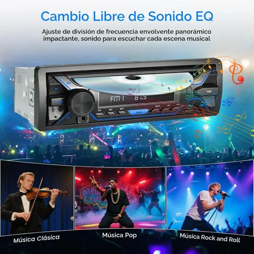 Vista 5 de Estéreo de coche Bluetooth de un solo dinar con reproductor de CD y DVD, radio DIN simple con reproducción de tarjetas Bluetooth AM/FM AUX/USB/SD