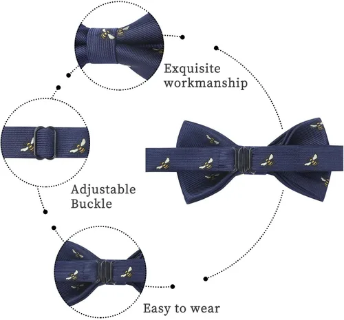 Vista 3 de HISDERN Corbatas de lazo para niños preatadas, pajaritas ajustables para niños, con clip, divertidos corbatines estampados para bodas y fiestas