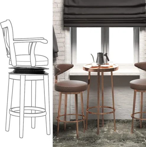 Vista 6 de Paquete de 2 taburetes de bar resistentes de 7 pulgadas de repuesto para silla reclinable, mecanismo cuadrado para muebles, placa de montaje de base