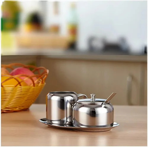 Vista 4 de Cuisinox Juego de crema y azúcar de acero inoxidable, 5 piezas