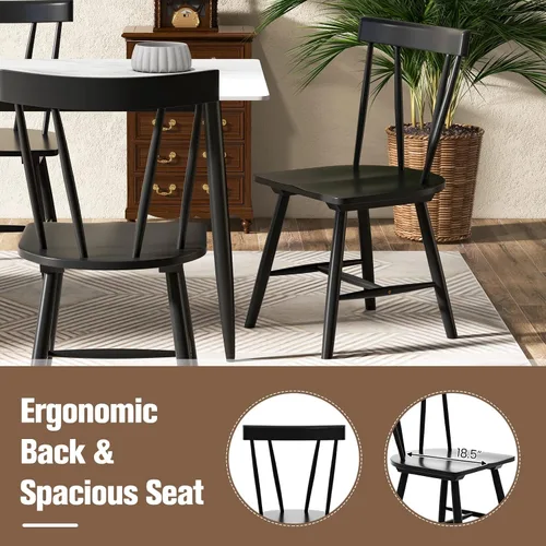 Vista 5 de GOFLAME Windsor - Juego de 2 sillas de comedor con respaldo ergonómico de husillo, sillas de asiento de madera de goma maciza, sillas laterales