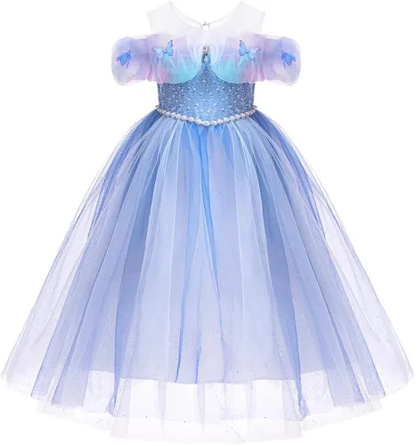 Vista 8 de Vestido de cumpleaños de princesa Cenicienta para niñas, disfraz de Halloween, concurso de Navidad, fiesta de baile con accesorios