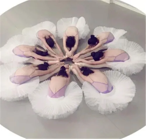 Vista 4 de WENDYWU Falda de tutú profesional de ballet de cisne para mujer falda de leotardo de alto rendimiento