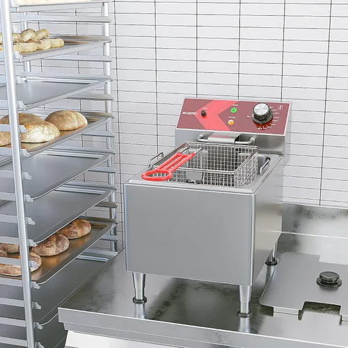 Vista 5 de EGGKITPO Freidora Profunda con Cesta Comercial Freidora Eléctrica de Encimera de 12L de Acero Inoxidable Freidoras Profundas para Uso
