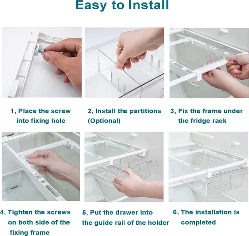 Vista 6 de Farochy Organizadores de Cajones para Refrigerador - Caja de Almacenamiento con Soporte para Huevos para Estante de Nevera para Frutas y Verduras